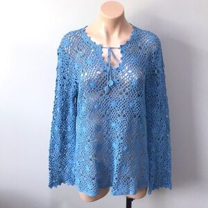 Blue Crochet Long Sleeve Top BFA Classics